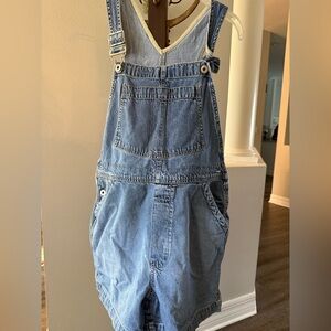 Vintage GAP Industrial Denim Shortalls Medium 90s Y2K Overall Shorts